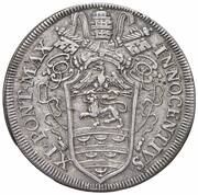 1 Testone - Innocent XI MELIVS EST DARE QVAM ACCIPERE obverse image