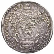 1 Testone - Innocent XI MELIVS EST DARE QVAM ACCIPERE obverse image
