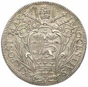 1 Testone - Innocent XI MELIVS EST DARE QVAM ACCIPERE obverse image