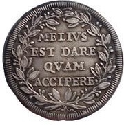 1 Testone - Innocent XI MELIVS EST DARE QVAM ACCIPERE, Vatican City, 1684-1689 reverse image