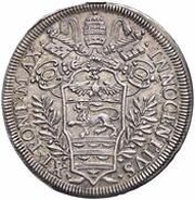 1 Testone - Innocent XI MELIVS EST DARE QVAM ACCIPERE obverse image