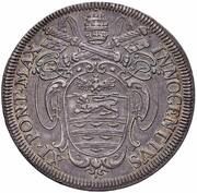 1 Testone - Innocent XI MELIVS EST DARE QVAM ACCIPERE obverse image
