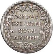 1 Testone - Innocent XI MELIVS EST DARE QVAM ACCIPERE, Vatican City, 1684-1689 reverse image
