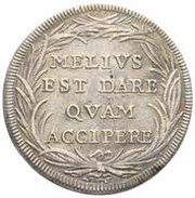 1 Testone - Innocent XI MELIVS EST DARE QVAM ACCIPERE, Vatican City, 1684-1689 reverse image
