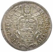 1 Testone - Innocent XI MELIVS EST DARE QVAM ACCIPERE obverse image