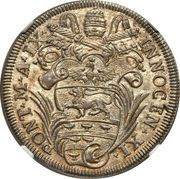 1 Testone - Innocent XI MELIVS EST DARE QVAM ACCIPERE obverse image