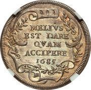 1 Testone - Innocent XI MELIVS EST DARE QVAM ACCIPERE, Vatican City, 1685 reverse image