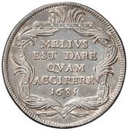 1 Testone - Innocent XI MELIVS EST DARE QVAM ACCIPERE, Vatican City, 1685 reverse image