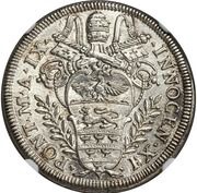 1 Testone - Innocent XI MELIVS EST DARE QVAM ACCIPERE obverse image