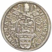 1 Testone - Innocent XI MELIVS EST DARE QVAM ACCIPERE obverse image