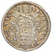 1 Testone - Innocent XI MELIVS EST DARE QVAM ACCIPERE obverse image