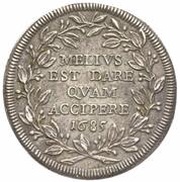 1 Testone - Innocent XI MELIVS EST DARE QVAM ACCIPERE, Vatican City, 1685 reverse image