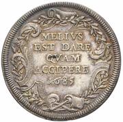 1 Testone - Innocent XI MELIVS EST DARE QVAM ACCIPERE, Vatican City, 1685 reverse image