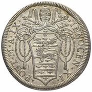 1 Testone - Innocent XI MELIVS EST DARE QVAM ACCIPERE obverse image