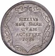 1 Testone - Innocent XI MELIVS EST DARE QVAM ACCIPERE, Vatican City, 1685 reverse image