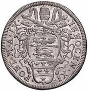 1 Testone - Innocent XI MELIVS EST DARE QVAM ACCIPERE obverse image