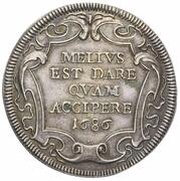 1 Testone - Innocent XI MELIVS EST DARE QVAM ACCIPERE, Vatican City, 1686 reverse image