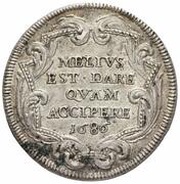 1 Testone - Innocent XI MELIVS EST DARE QVAM ACCIPERE, Vatican City, 1686 reverse image