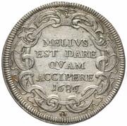 1 Testone - Innocent XI MELIVS EST DARE QVAM ACCIPERE, Vatican City, 1686 reverse image