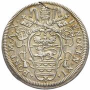 1 Testone - Innocent XI MELIVS EST DARE QVAM ACCIPERE obverse image