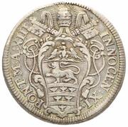 1 Testone - Innocent XI MELIVS EST DARE QVAM ACCIPERE obverse image