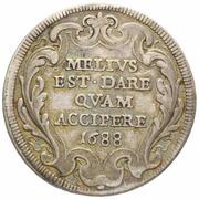 1 Testone - Innocent XI MELIVS EST DARE QVAM ACCIPERE, Vatican City, 1688 reverse image