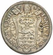 1 Testone - Innocent XI MELIVS EST DARE QVAM ACCIPERE obverse image