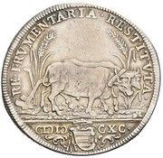 1 Testone - Alexander VIII Oxen, Vatican City, 1690 reverse image