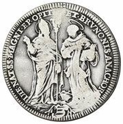 1 Testone - Alexander VIII St. Magnus and Bruno, Vatican City, 1690 reverse image