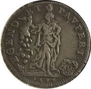 1 Testone - Innocent XII EGENO ET PAVPERI, Vatican City, 1694 reverse image