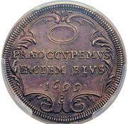 1 Testone - Innocent XII PRÆOCCVPEMVS FACIEM EIVS, Vatican City, 1699 reverse image