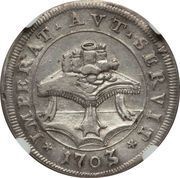 1 Testone - Clement XI IMPERAT AVT SERVIT, Vatican City, 1702-1703 reverse image