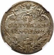 1 Testone - Clement XI, Vatican City, 1710 reverse image