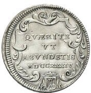 1 Testone - Clement XII QVÆRITE VT ABVNDETIS; simple cartouche, Vatican City, 1734 reverse image