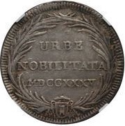 1 Testone - Clement XII URBE NOBILITATA - Palm wreath, Vatican City, 1735 reverse image