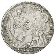 1 Testone - Pius VI Oval large shield, Vatican City, 1786-1790 reverse image