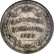 60 Baiocchi - Pius VI Cartouche, Vatican City, 1793-1796 reverse image