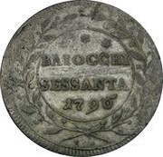 60 Baiocchi - Pius VI Wreath, Vatican City, 1796-1799 reverse image