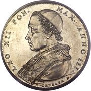 1 Scudo - Leone XII AVXILIVM DE SANCTO - Holy Mother Church obverse image