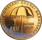 1 Sen - Hassanal Bolkiah 3rd portrait; Golden Jubilee reverse image