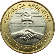 2 Pesos Bicentennial of the Declaration of Independence Argentina obverse image