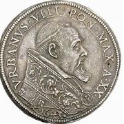 1 Piastra - Urbano VIII VIVIT DEVS - St. Michael fighting Lucifer obverse image