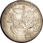 1 Piastra - Innocenzo XI VENTI ET MARE OBEDIVNT EI - Jesus on boat, Vatican City, 1678 reverse image
