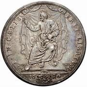 1 Piastra - Innocenzo XI ERIT LIGATVM ET IN CÆLIS - St. Peter - Keys behind Papal arms, Vatican City, 1680-1681 reverse image