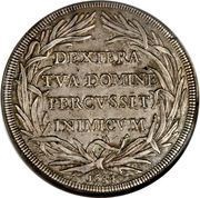 1 Piastra - Innocenzo XI DEXTERA TVA DOMINE PERCVSSIT INIMICVM - Date outside wreath, Vatican City, 1684 reverse image