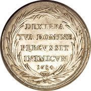 1 Piastra - Innocenzo XI DEXTERA TVA DOMINE PERCVSSIT INIMICVM - Date inside wreath, Vatican City, 1684 reverse image