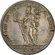 1 Piastra - Alessandro VIII LEGIONE AD BELLVM SACRVM INSTRVCTA - Holy Mother Church, Vatican City, 1690-1691 reverse image