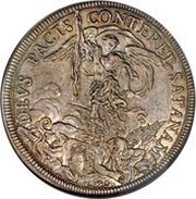 1 Piastra - Innocenzo XII DEVS PACIS CONTERET SATANAM - St. Michael, Vatican City, 1692-1693 reverse image