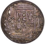 1 Piastra - Clemente XI Christmas mass; Mask, Vatican City, 1706 reverse image