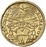 1 Zecchino - Annibale Albani Sede Vacante, Vatican City, 1730 reverse image